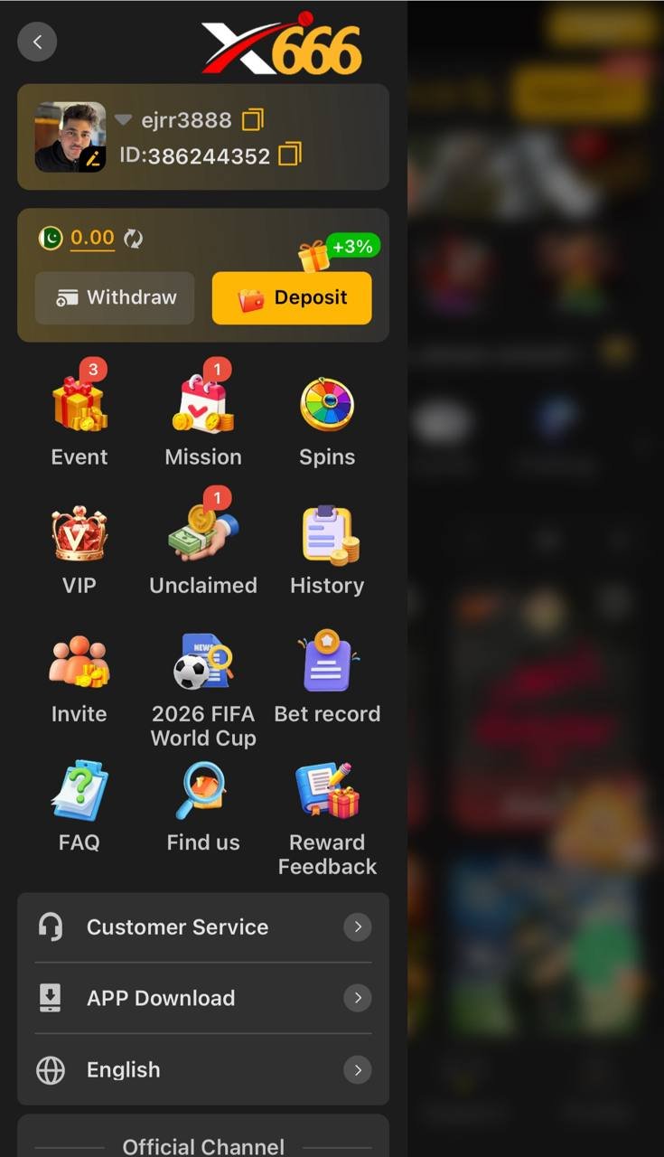 X666 main menu